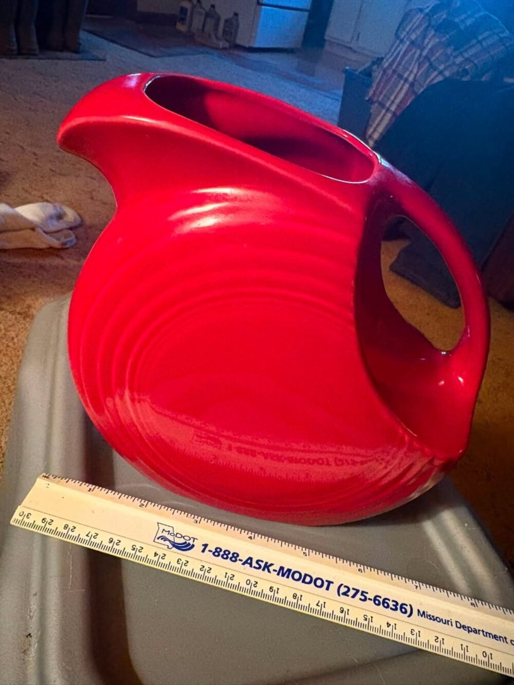 Red Fiesta pitcher. No cracks or chips. Never used.